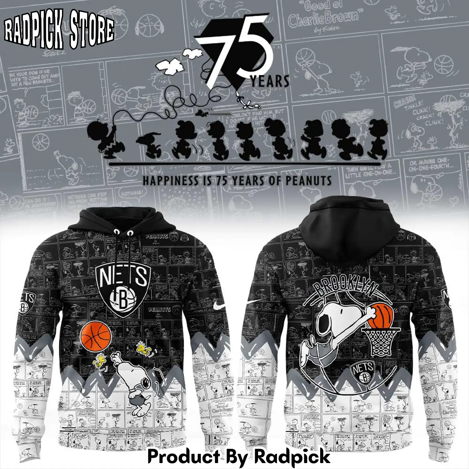 Brooklyn nets wizards 75th anniversary of peanuts hoodie joggers hoodie and long pants set rp291891